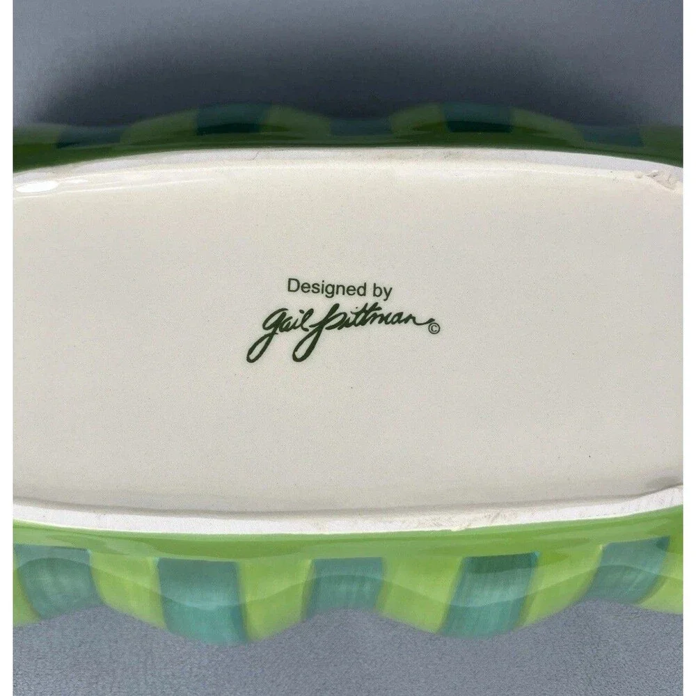 Southern Living at Home Gail Pittman Hand-Painted Ruffled Bowl Provence Green